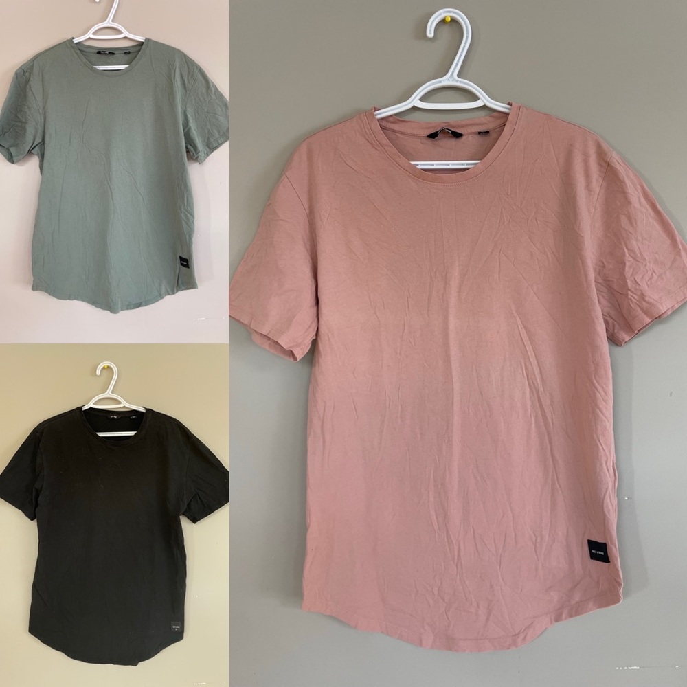 ONLY & SONS longline curved hem T-shirt in pink